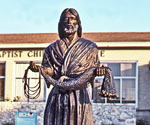 Upper-body view of Fisher of Men® outside the Baptist children's facility