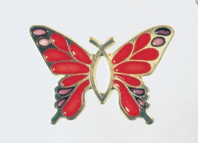 Red-and-gold Christian Butterfly® pin