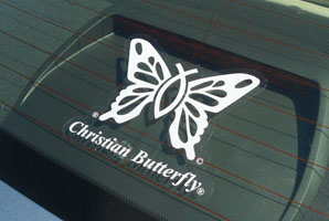 White Christian Butterfly® window decal