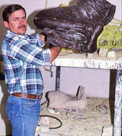 Max Greiner working on a large sculpture component