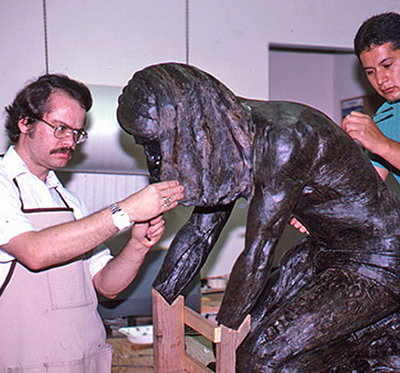 Max Greiner refining the kneeling Jesus figure