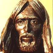 Close-up of Jesus' sculpted face during development of Divine Servant®