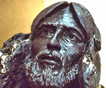 Close-up of Peter's sculpted face and beard