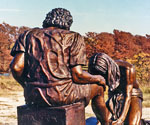 Rear view of Peter's seated figure in Divine Servant®