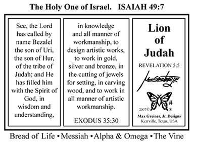 Lion of Judah™ base panel with the sculpture name and scripture passages