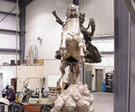 The Coming King® on its base during metal finishing and assembly