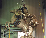 The Coming King® on its base during metal finishing and assembly