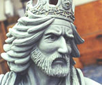 Close-up of The Coming King® model's crowned head, beard and flowing hair