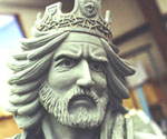 Close-up of The Coming King® model's crowned head, beard and flowing hair