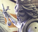 Close-up of The Coming King® model's crowned head, beard and flowing hair