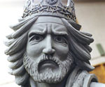 Close-up of The Coming King® model's crowned head, beard and flowing hair