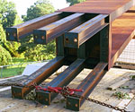 Hollow steel sections of The Empty Cross™ secured on a trailer