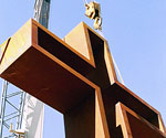Lifting equipment above the raised hollow steel cross