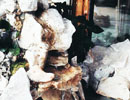 Detail of water flowing through a rock fountain