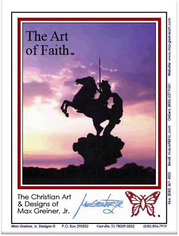 The Art of Faith catalog cover featuring a mounted rider against a sunset